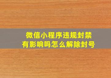 微信小程序违规封禁有影响吗怎么解除封号