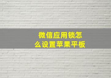 微信应用锁怎么设置苹果平板