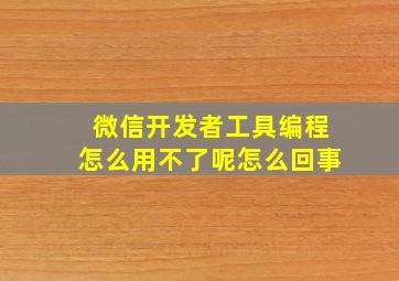 微信开发者工具编程怎么用不了呢怎么回事