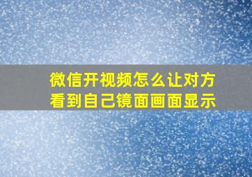 微信开视频怎么让对方看到自己镜面画面显示