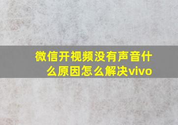 微信开视频没有声音什么原因怎么解决vivo