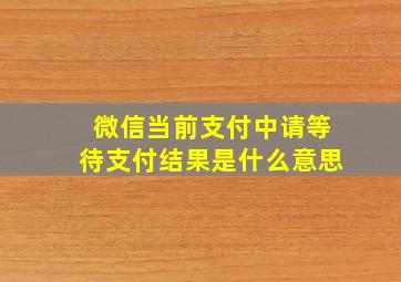 微信当前支付中请等待支付结果是什么意思