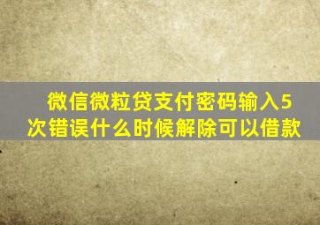 微信微粒贷支付密码输入5次错误什么时候解除可以借款