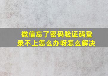 微信忘了密码验证码登录不上怎么办呀怎么解决