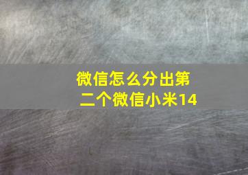 微信怎么分出第二个微信小米14