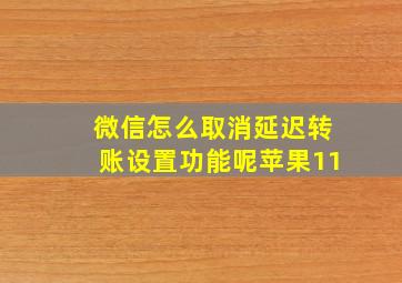 微信怎么取消延迟转账设置功能呢苹果11