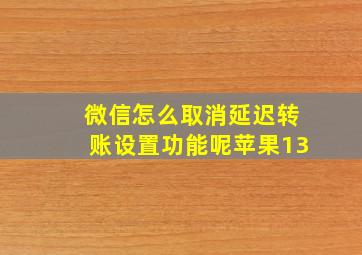 微信怎么取消延迟转账设置功能呢苹果13