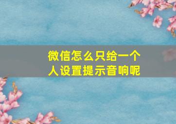 微信怎么只给一个人设置提示音响呢