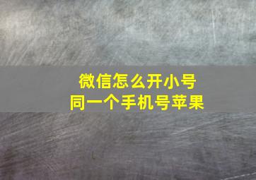 微信怎么开小号同一个手机号苹果