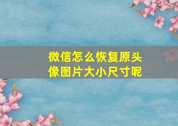 微信怎么恢复原头像图片大小尺寸呢