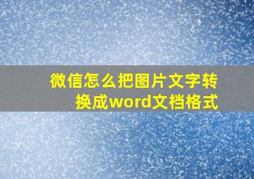 微信怎么把图片文字转换成word文档格式