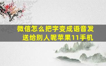 微信怎么把字变成语音发送给别人呢苹果11手机