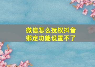 微信怎么授权抖音绑定功能设置不了