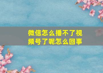 微信怎么播不了视频号了呢怎么回事