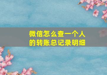 微信怎么查一个人的转账总记录明细