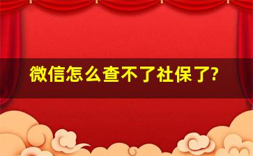 微信怎么查不了社保了?