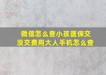 微信怎么查小孩医保交没交费用大人手机怎么查