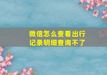 微信怎么查看出行记录明细查询不了