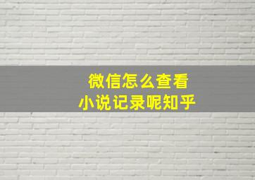 微信怎么查看小说记录呢知乎