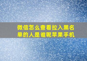 微信怎么查看拉入黑名单的人是谁呢苹果手机