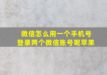 微信怎么用一个手机号登录两个微信账号呢苹果