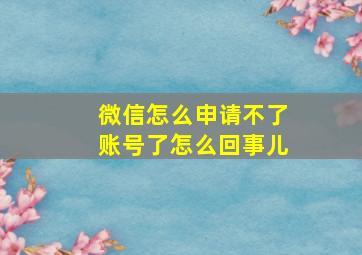 微信怎么申请不了账号了怎么回事儿