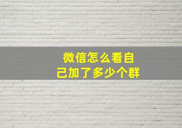 微信怎么看自己加了多少个群