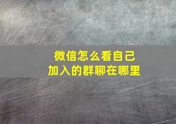 微信怎么看自己加入的群聊在哪里