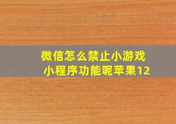 微信怎么禁止小游戏小程序功能呢苹果12