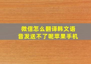 微信怎么翻译韩文语音发送不了呢苹果手机