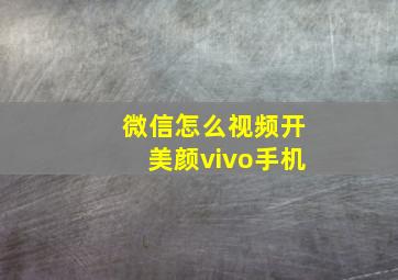 微信怎么视频开美颜vivo手机