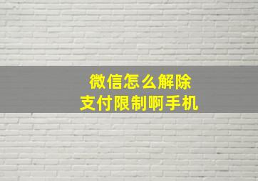 微信怎么解除支付限制啊手机