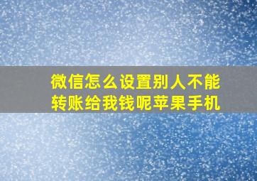 微信怎么设置别人不能转账给我钱呢苹果手机