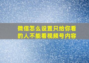 微信怎么设置只给你看的人不能看视频号内容