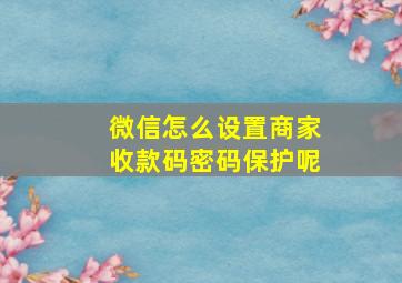 微信怎么设置商家收款码密码保护呢