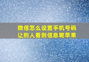 微信怎么设置手机号码让别人看到信息呢苹果