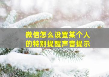 微信怎么设置某个人的特别提醒声音提示