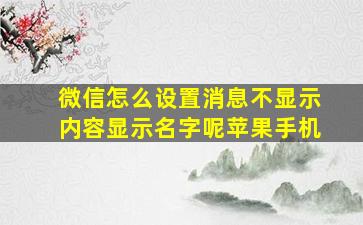 微信怎么设置消息不显示内容显示名字呢苹果手机