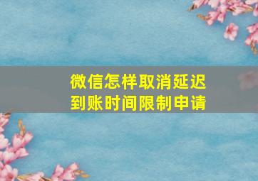 微信怎样取消延迟到账时间限制申请