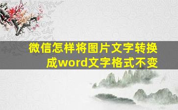 微信怎样将图片文字转换成word文字格式不变