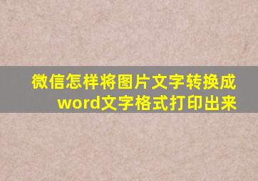 微信怎样将图片文字转换成word文字格式打印出来