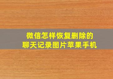 微信怎样恢复删除的聊天记录图片苹果手机