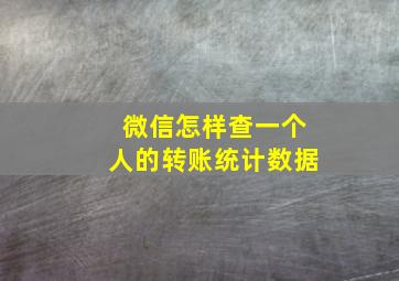 微信怎样查一个人的转账统计数据