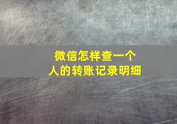 微信怎样查一个人的转账记录明细