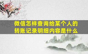 微信怎样查询给某个人的转账记录明细内容是什么