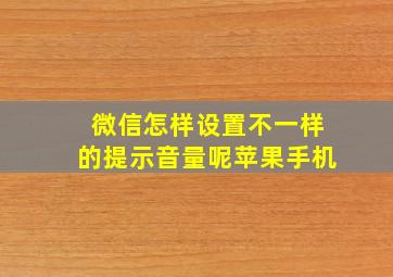 微信怎样设置不一样的提示音量呢苹果手机