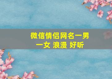 微信情侣网名一男一女 浪漫 好听