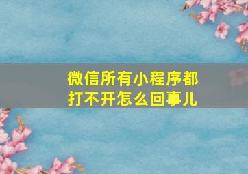 微信所有小程序都打不开怎么回事儿