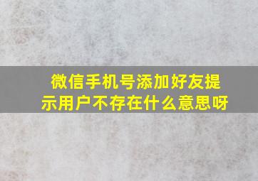 微信手机号添加好友提示用户不存在什么意思呀