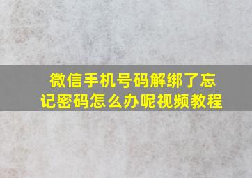 微信手机号码解绑了忘记密码怎么办呢视频教程